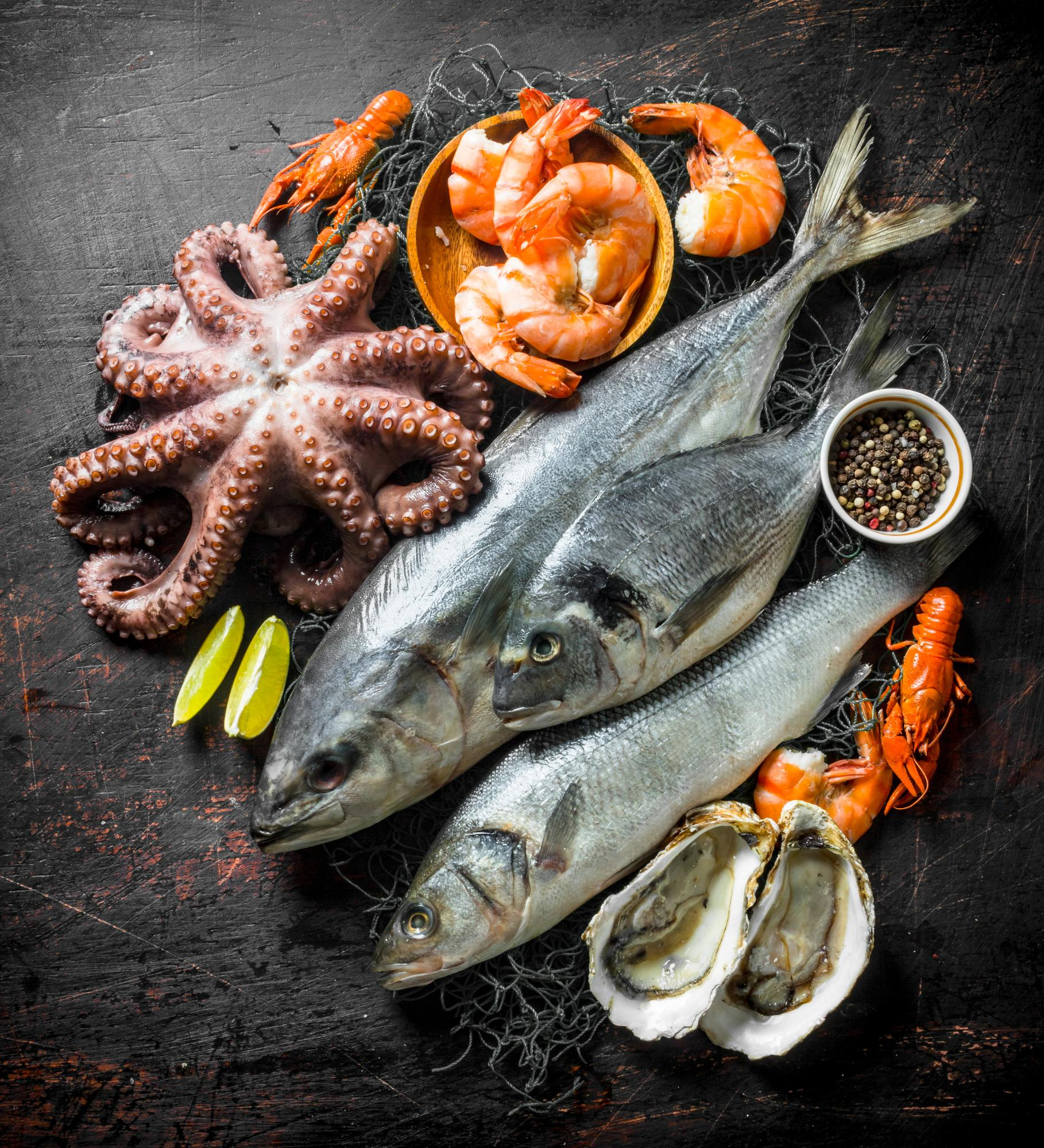 Fresh seafood and dry fish